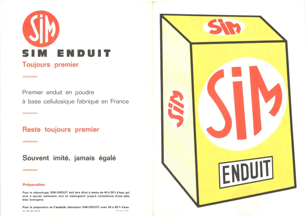 Plaquette publicitaire du SIM Enduit, années 1960